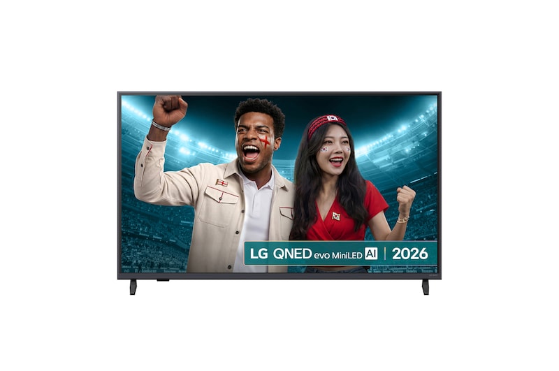 Front view of 43 inch LG QNED evo AI QNED8E Mini LED 4K Smart TV 2026 43QNED8EB3F