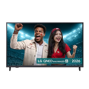 Front view of 43 inch LG QNED evo AI QNED8E Mini LED 4K Smart TV 2026 43QNED8EB3F
