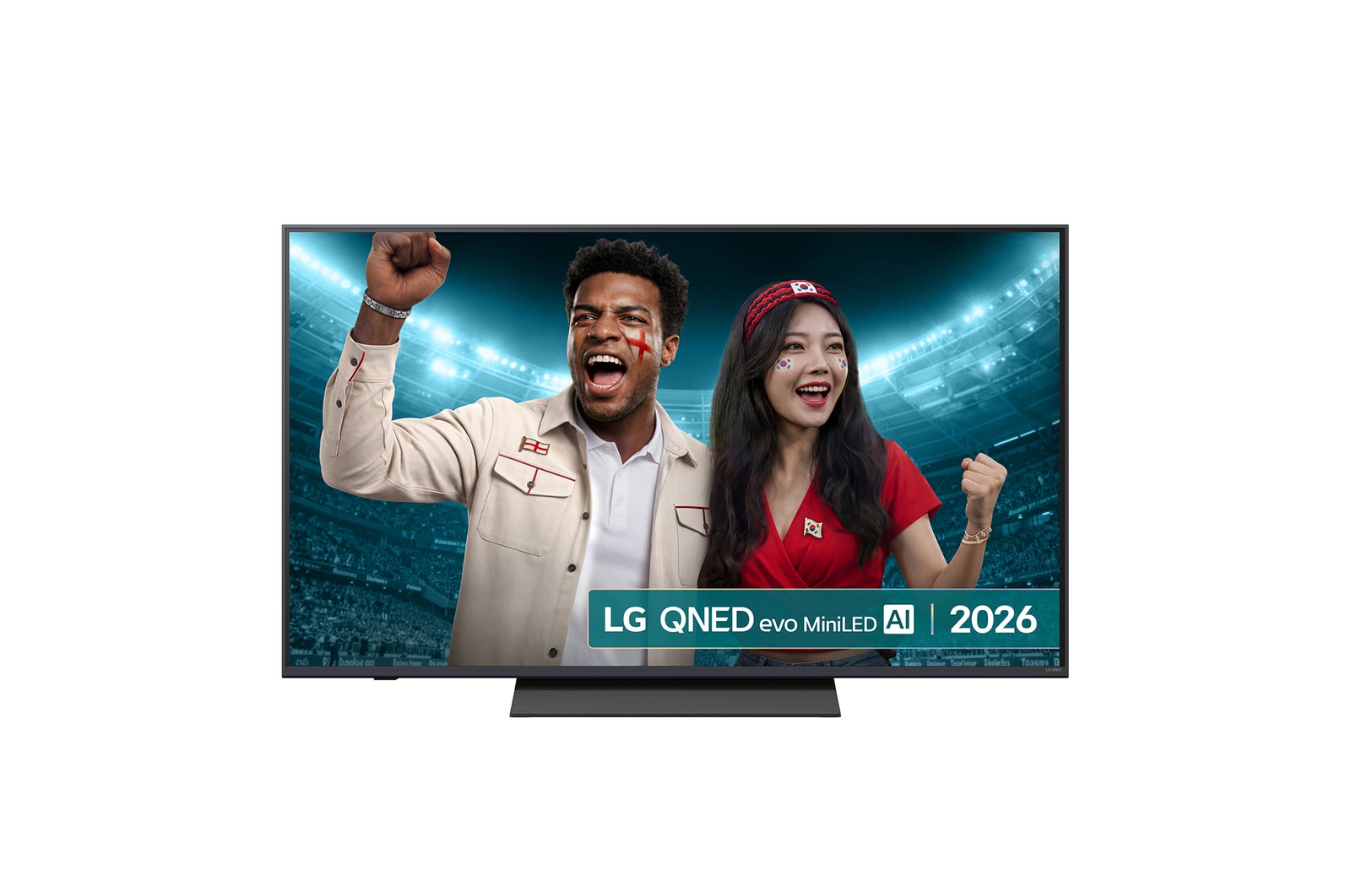 Front view of 55 inch LG QNED evo AI QNED8E Mini LED 4K Smart TV 2026 55QNED8EB3B
