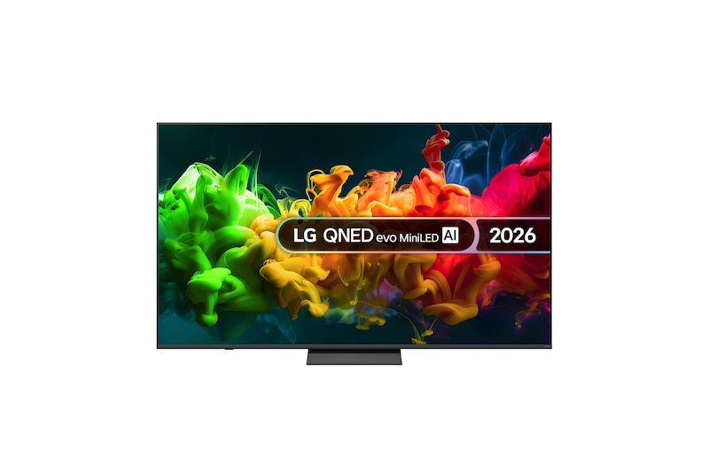 Front view of 75 inch LG QNED evo AI QNED8E Mini LED 4K Smart TV 2026 75QNED8EB3A