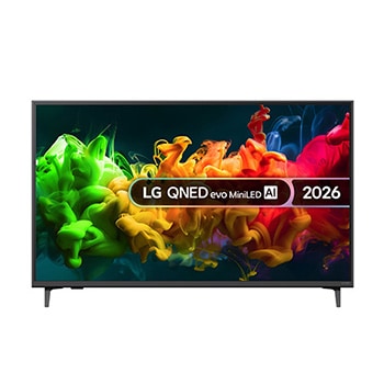 Front view of 43 inch LG QNED evo AI QNED81 Mini LED 4K Smart TV 2026 43QNED81B6C