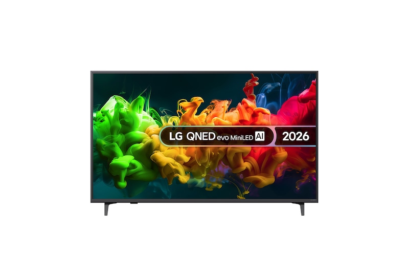 Front view of 50 inch LG QNED evo AI QNED81 Mini LED 4K Smart TV 2026 50QNED81B6C
