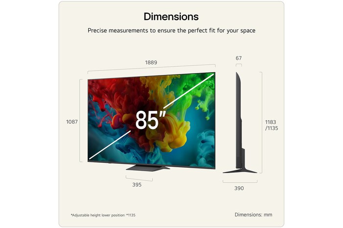 85 inch LG QNED evo AI QNED83 Mini LED 4K Smart TV 2026