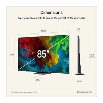 85 inch LG QNED evo AI QNED83 Mini LED 4K Smart TV 2026