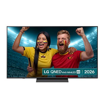 Front view of 65 inch LG QNED evo AI QNED83 Mini LED 4K Smart TV 2026 65QNED83B6A
