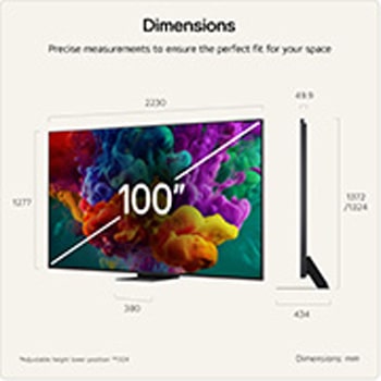 LG QNED evo AI QNED85 Mini LED 100-inch Ultra Big TV is wall-mounted in a living room, displaying a sports victory celebration with vivid colors and refined picture quality across the wide screen as a family cheers together.