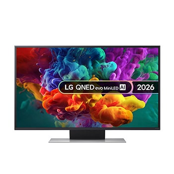 Front view of 43 inch LG QNED evo AI QNED86 Mini LED 4K Smart TV 2026 43QNED86B6B