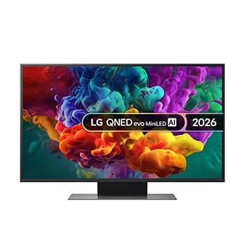 Front view of 43 inch LG QNED evo AI QNED80 Mini LED 4K Smart TV 2026 43QNED87B6A