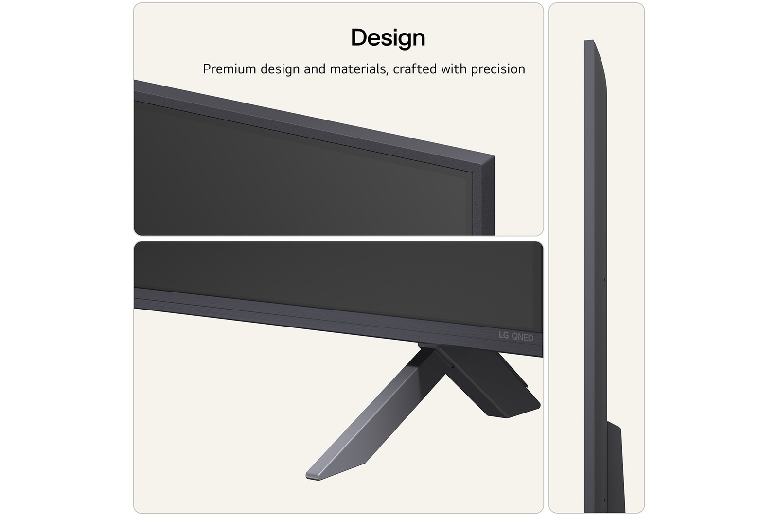 LG QNED evo AI QNED85 Mini LED highlights Mini LED with Precision Dimming in a split forest scene, comparing conventional LED with deeper blacks and more refined contrast as sunlight filters through the trees for greater clarity and depth.