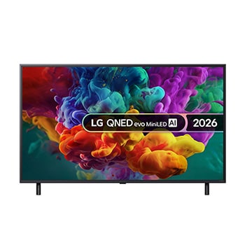 Front view of 50 inch LG QNED evo AI QNED85 Mini LED 4K Smart TV 2026 50QNED85B6B