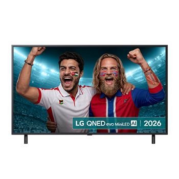 Front view of 50 inch LG QNED evo AI QNED85 Mini LED 4K Smart TV 2026 50QNED85B6B