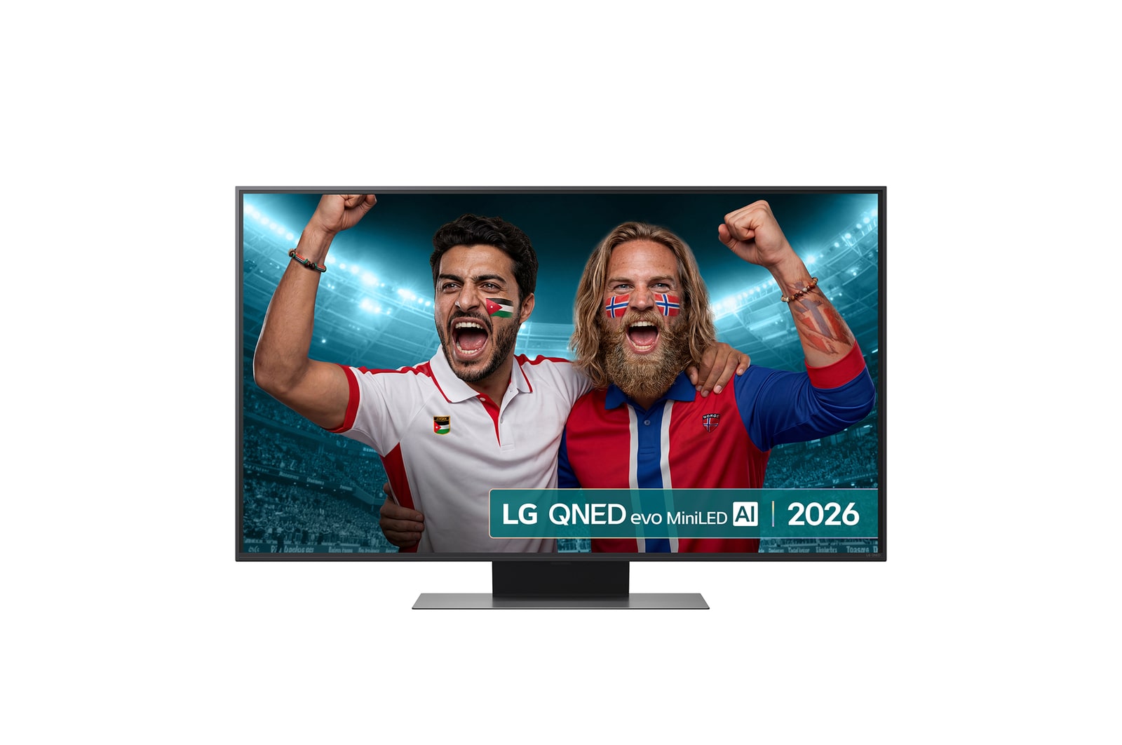 Front view of 50 inch LG QNED evo AI QNED86 Mini LED 4K Smart TV 2026 50QNED86B6B