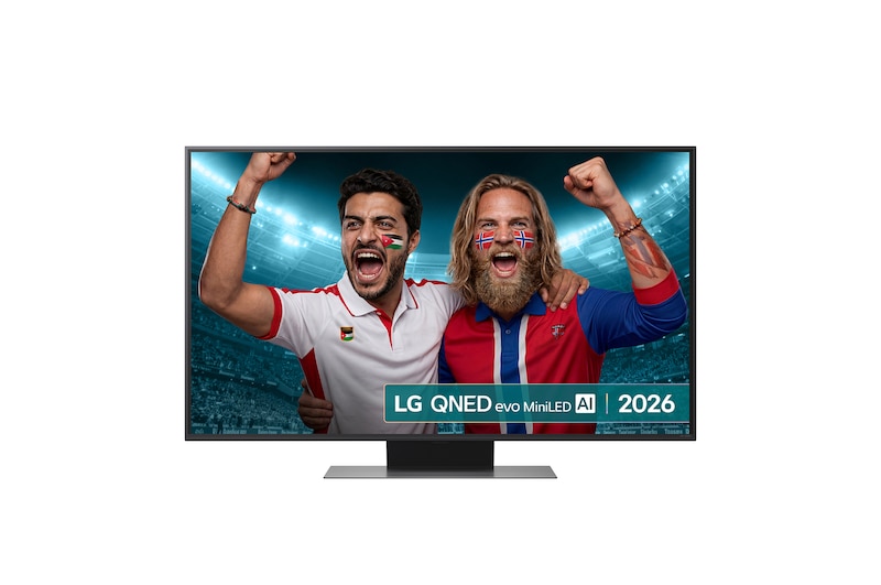 Front view of 50 inch LG QNED evo AI QNED86 Mini LED 4K Smart TV 2026 50QNED86B6B