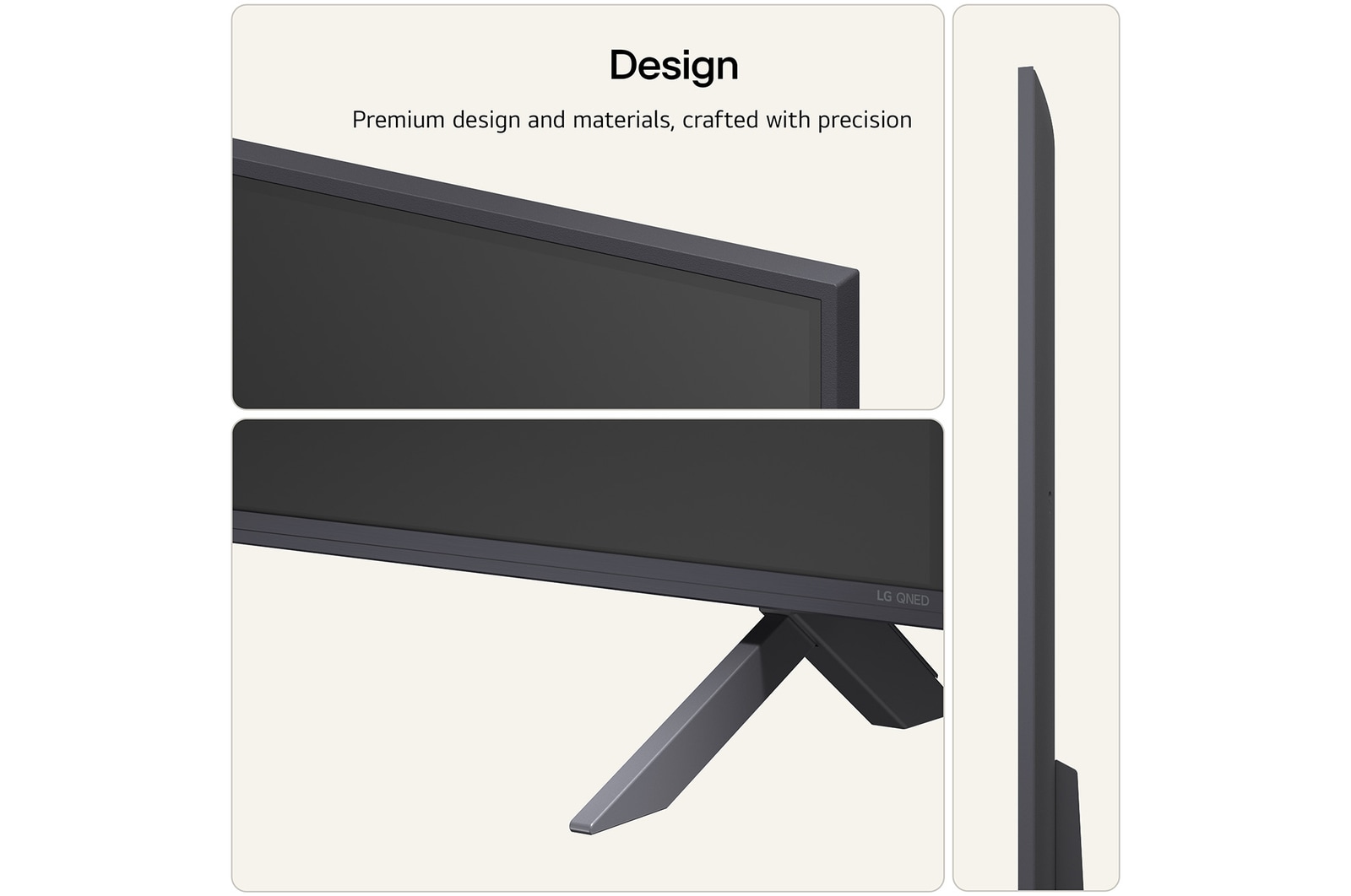 LG QNED evo AI QNED85 Mini LED highlights Mini LED with Precision Dimming in a split forest scene, comparing conventional LED with deeper blacks and more refined contrast as sunlight filters through the trees for greater clarity and depth.