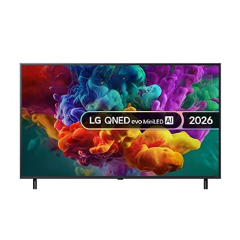 Front view of 55 inch LG QNED evo AI QNED85 Mini LED 4K Smart TV 2026 55QNED85B6B