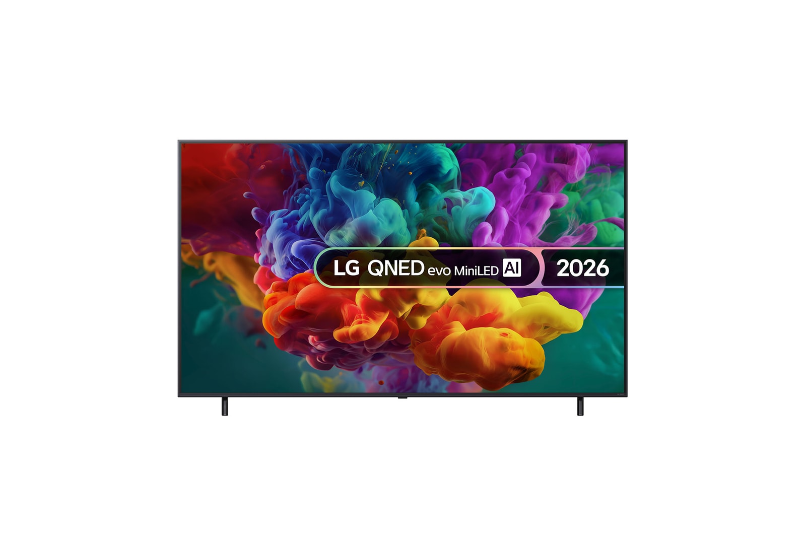 Front view of 75 inch LG QNED evo AI QNED85 Mini LED 4K Smart TV 2026 75QNED85B6B