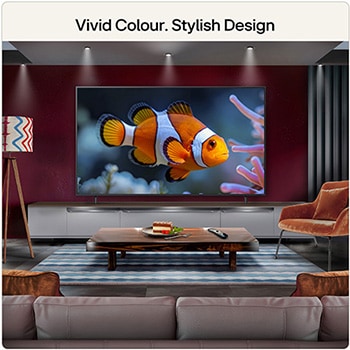 LG QNED evo AI QNED85 Mini LED features AI Hub for personalization, with an AI icon above a remote control surrounded by labels for Multi AI Search, AI Concierge, AI Voice ID with My Page, AI Chatbot, AI Picture Wizard, and AI Sound Wizard.