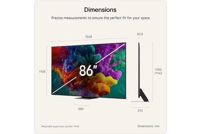 86 inch LG QNED evo AI QNED86 Mini LED 4K Smart TV 2026