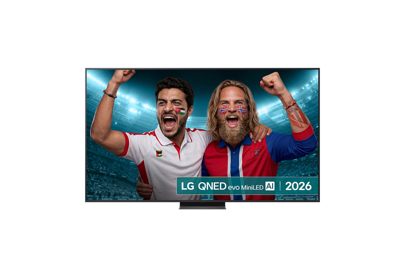 Front view of 86 inch LG QNED evo AI QNED86 Mini LED 4K Smart TV 2026 86QNED86B6B