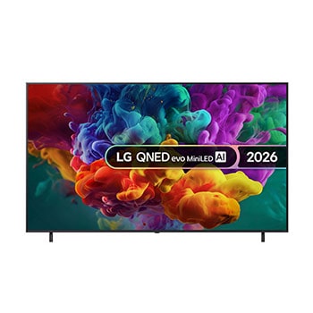 Front view of 86 inch LG QNED evo AI QNED85 Mini LED 4K Smart TV 2026 86QNED85B6B