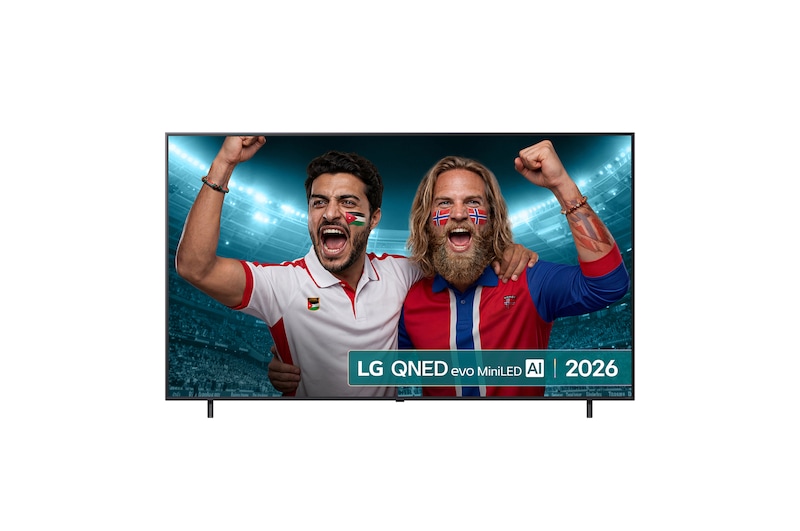 Front view of 86 inch LG QNED evo AI QNED85 Mini LED 4K Smart TV 2026 86QNED85B6B