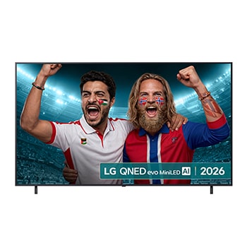 Front view of 86 inch LG QNED evo AI QNED85 Mini LED 4K Smart TV 2026 86QNED85B6B
