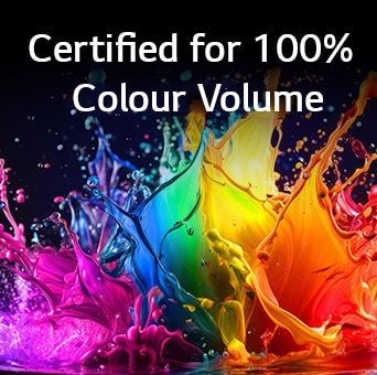 LG QNED evo AI QNED93 Mini LED with Dynamic QNED colour fills the screen with vivid, fluid bursts of multicoloured, paint-like motion, delivering lively colour expression and 100% colour volume for dynamic visuals.