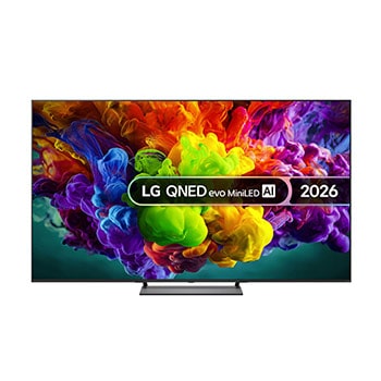 Front view of 85 inch LG QNED evo AI QNED93 Mini LED 4K Smart TV 2026 85QNED93B6A