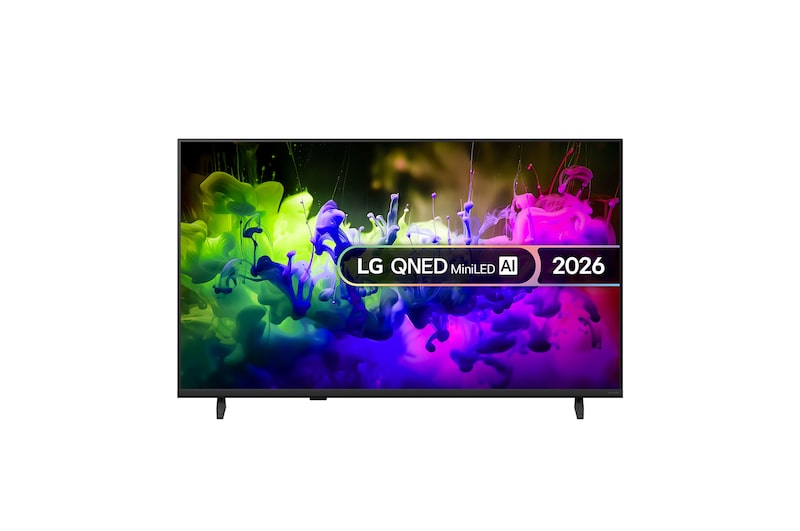 Front view of 43 inch LG QNED AI QNED7E Mini LED 4K Smart TV 2026 43QNED7EB3C