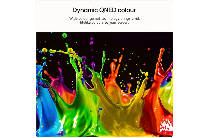 LG QNED AI QNED70 Mini LED’s alpha 7 AI Processor 4K Gen9 glows at the center of a yellow circuit board, highlighting smarter, more powerful AI processing that enhances 4K image clarity with improved contrast and depth.