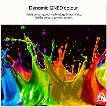 LG QNED AI QNED70 Mini LED’s alpha 7 AI Processor 4K Gen9 glows at the center of a yellow circuit board, highlighting smarter, more powerful AI processing that enhances 4K image clarity with improved contrast and depth.