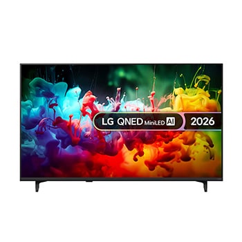 Front view of 50 inch LG QNED AI QNED70 Mini LED 4K Smart TV 2026 50QNED70B6C