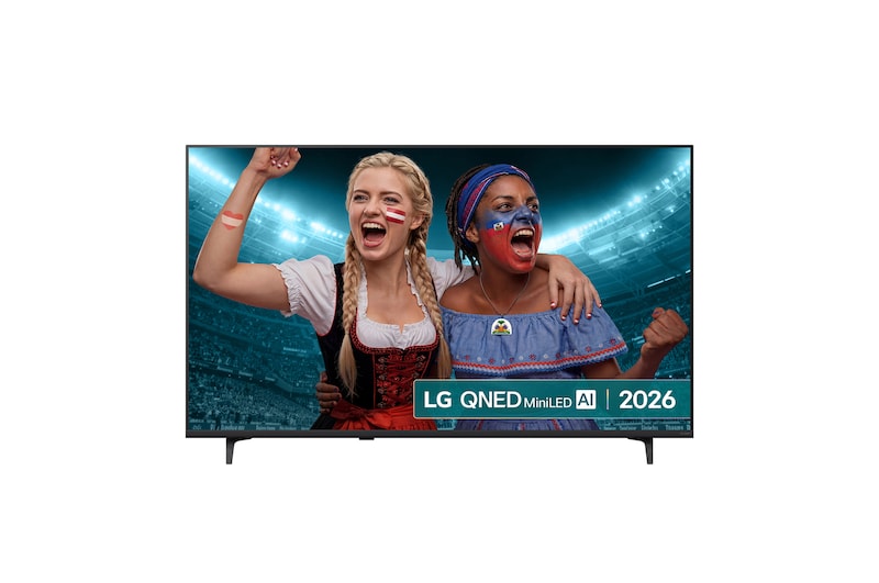 Front view of 55 inch LG QNED AI QNED72 Mini LED 4K Smart TV 2026 55QNED72B6B