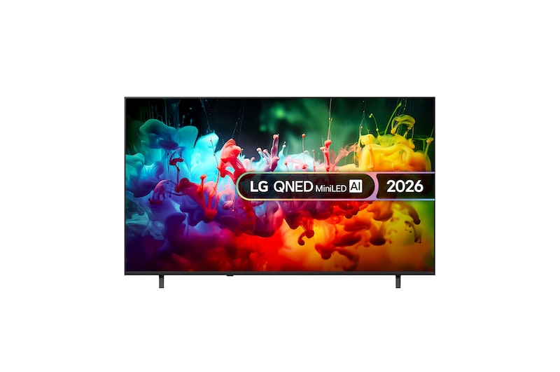 Front view of 75 inch LG QNED AI QNED70 Mini LED 4K Smart TV 2026 75QNED70B6A