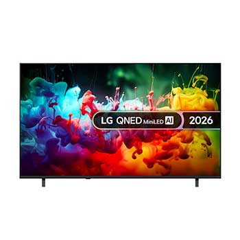 Front view of 75 inch LG QNED AI QNED72 Mini LED 4K Smart TV 2026 75QNED72B6A