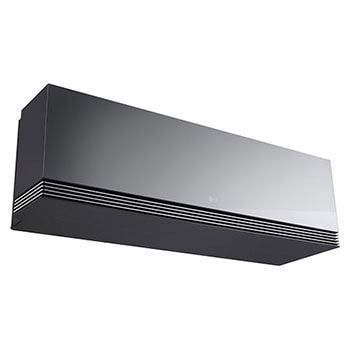 Góc nhìn chính diện từ bên trái, chụp từ góc thấp của máy điều hòa LG AI Air