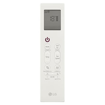 Điều khiển từ xa của máy điều hòa LG với màn hình hiển thị và các nút bấm