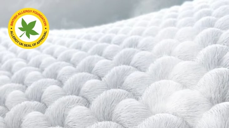 Hình ảnh đồ họa tính năng giặt hơi nước của máy giặt LG minh họa cấu trúc sợi vải được xử lý bằng hơi nước