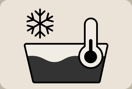 Biểu tượng hướng dẫn nhiệt độ giặt LG cho thấy cài đặt giặt nước lạnh với ký hiệu nhiệt kế và vải