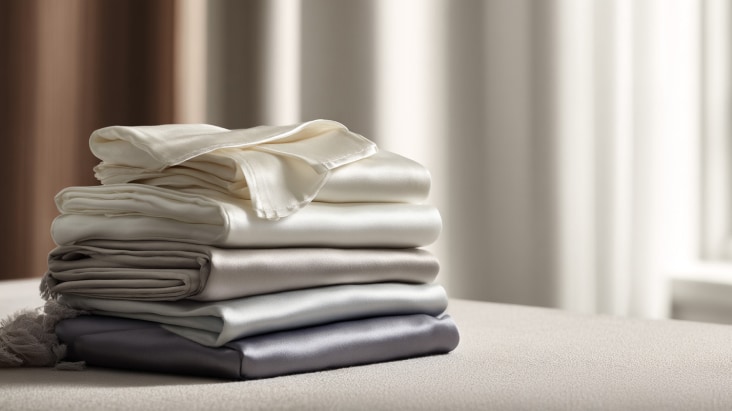 các loại vải mỏng manh như lụa và len được gấp gọn, xếp ngay ngắn, minh họa cho chế độ giặt nhẹ nhàng