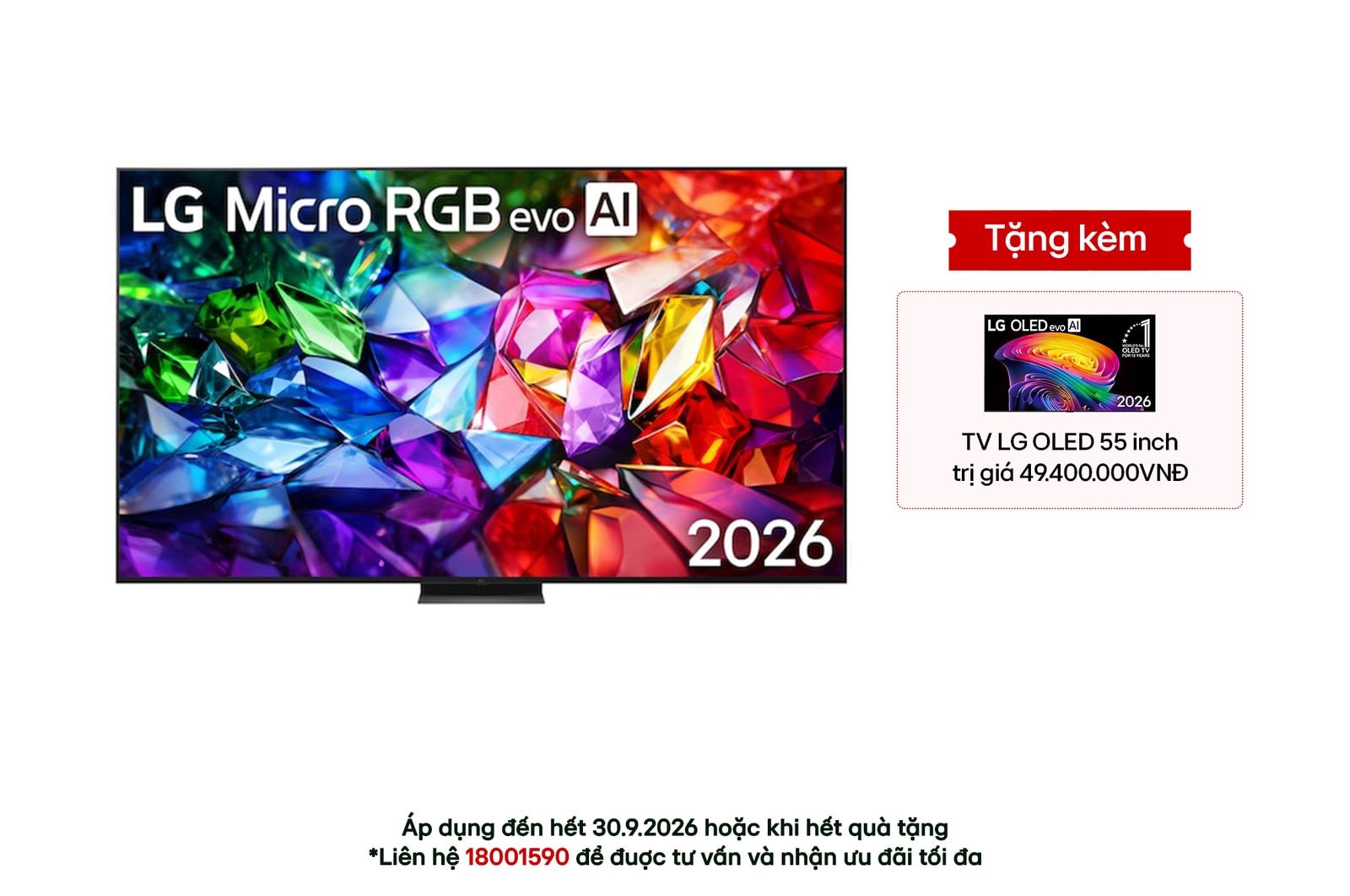 Hình ảnh mặt trước của TV 4K LG Micro RGB evo AI MRGB96 2026 100 inch 100MRGB96BS
