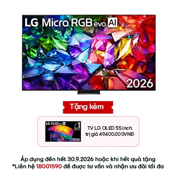 Hình ảnh mặt trước của TV 4K LG Micro RGB evo AI MRGB96 2026 100 inch 100MRGB96BS