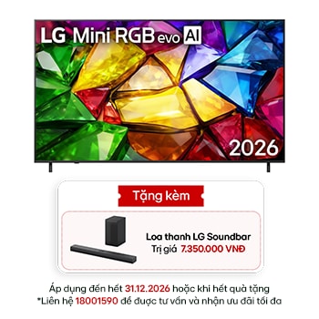 Hình ảnh mặt trước của TV 4K LG Mini RGB evo AI MRGB86 2026 75 inch 75MRGB86BSA