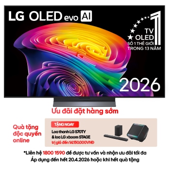 Hình ảnh mặt trước của TV 4K LG OLED evo AI C6 2026 65 inch OLED65C6PSA