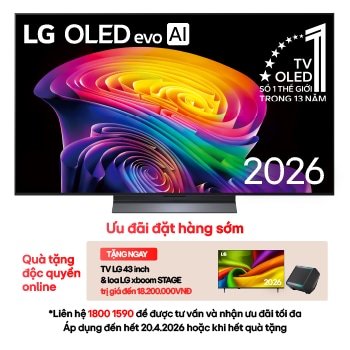 Hình ảnh mặt trước của TV 4K LG OLED evo AI C6 2026 83 inch OLED83C6PSA