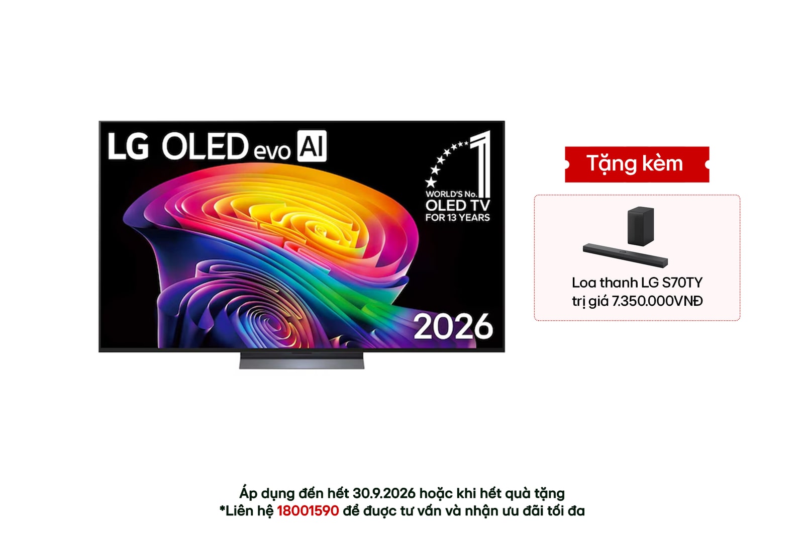 Hình ảnh mặt trước của TV 4K LG OLED evo AI C6 2026 77 inch OLED77C6PSA