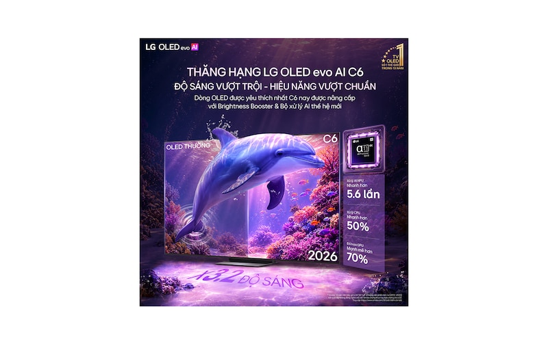 LG TV 4K LG OLED evo AI C6 2026 55 inch, OLED55C6PSA