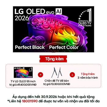 Hình ảnh mặt trước của TV 4K LG OLED evo AI G6 2026 97 inch OLED97G6PSA