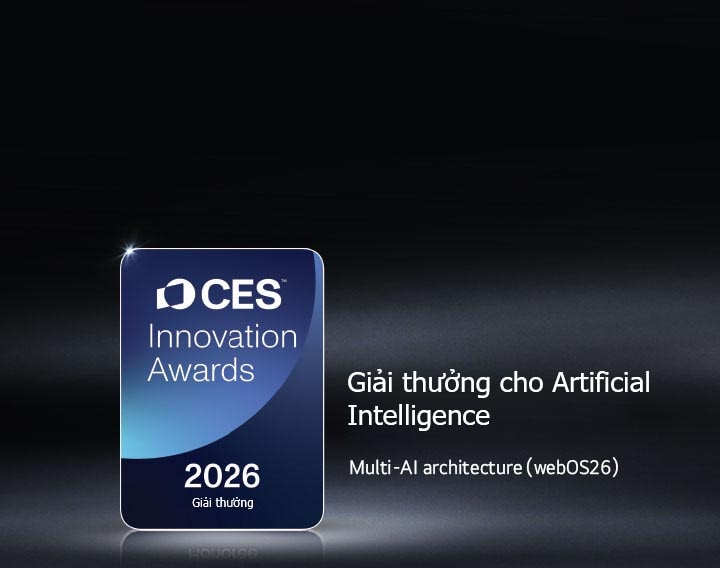 Huy hiệu Giải thưởng CES Innovation Awards 2026 được hiển thị trên nền tối. Kiến trúc Multi-AI được vinh danh trong hạng mục Trí tuệ nhân tạo.