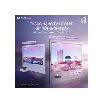 TV mỏng dán tường 4K LG OLED evo AI W6 2026